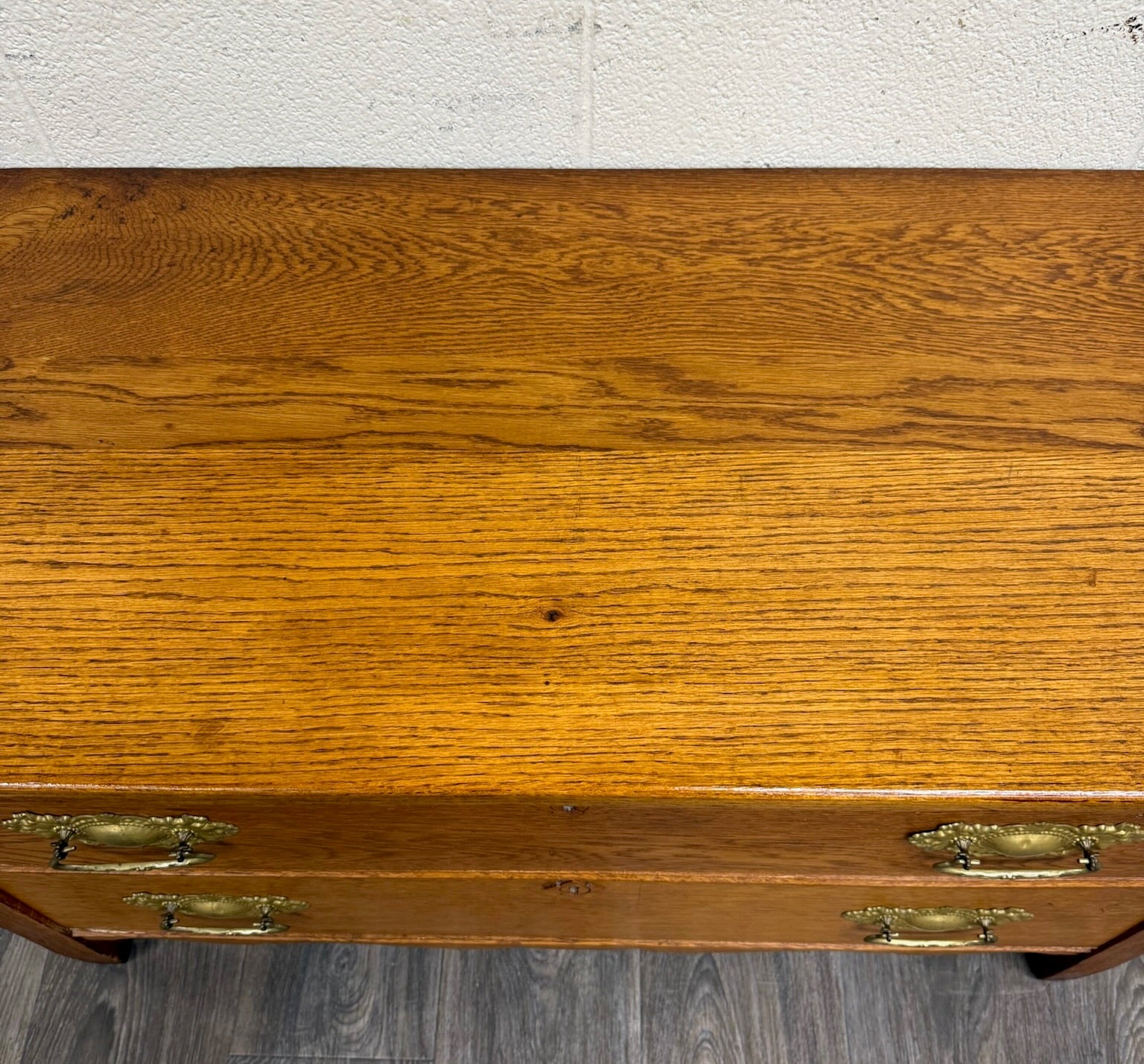Antique Victorian Solid Golden Oak Two Drawer Chest