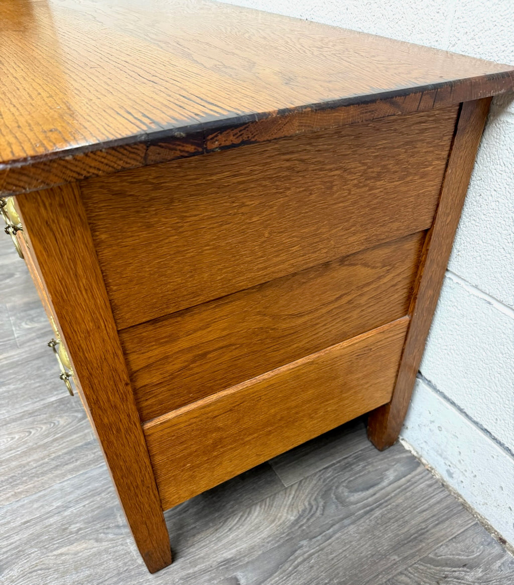 Antique Victorian Solid Golden Oak Two Drawer Chest