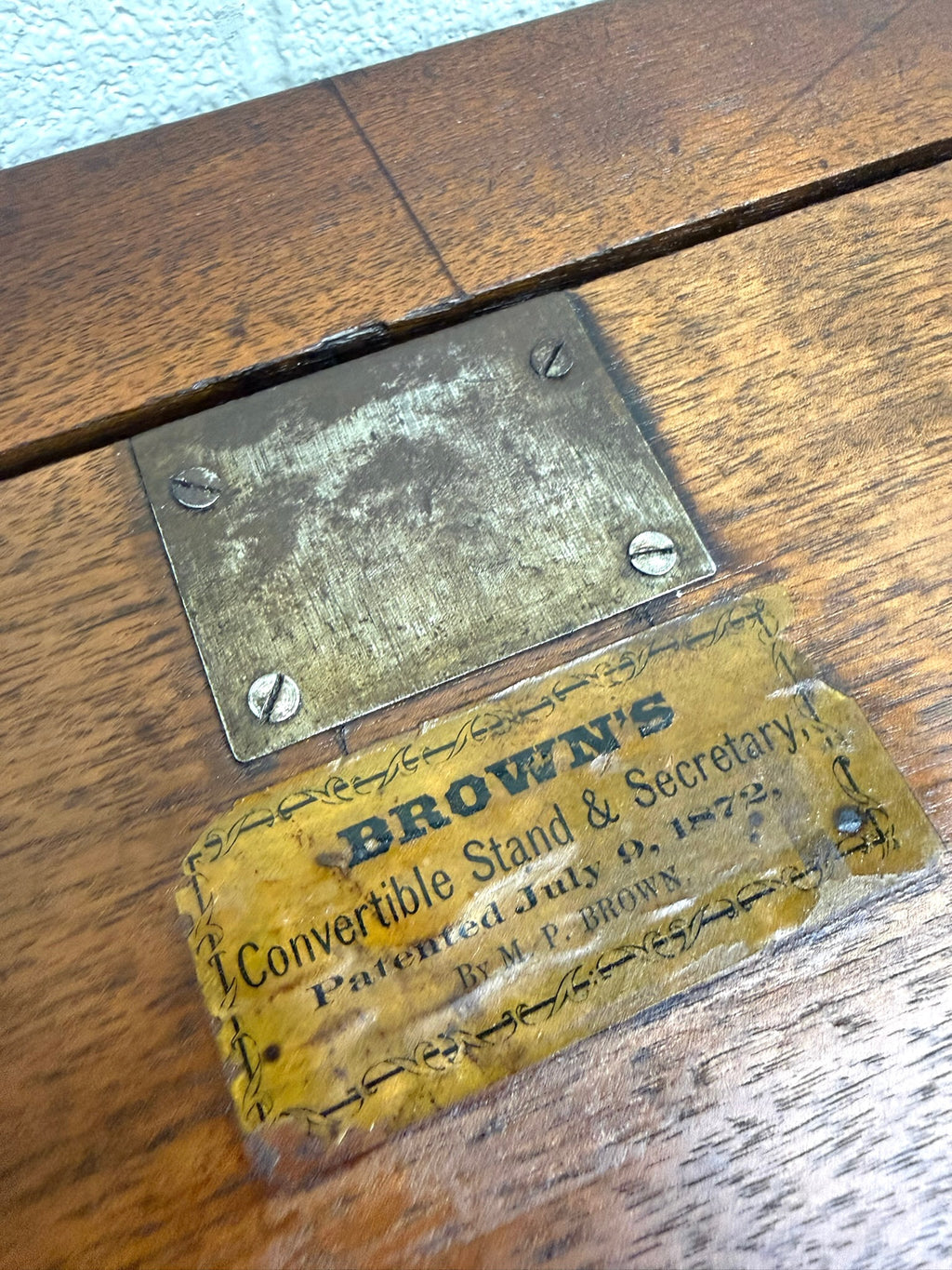 Antique 1872 Brown’s Patent Victorian Convertible Stand Secretary Writing Table