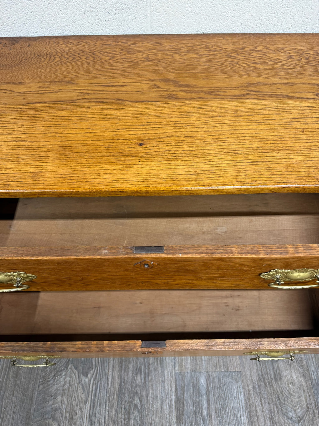 Antique Victorian Solid Golden Oak Two Drawer Chest