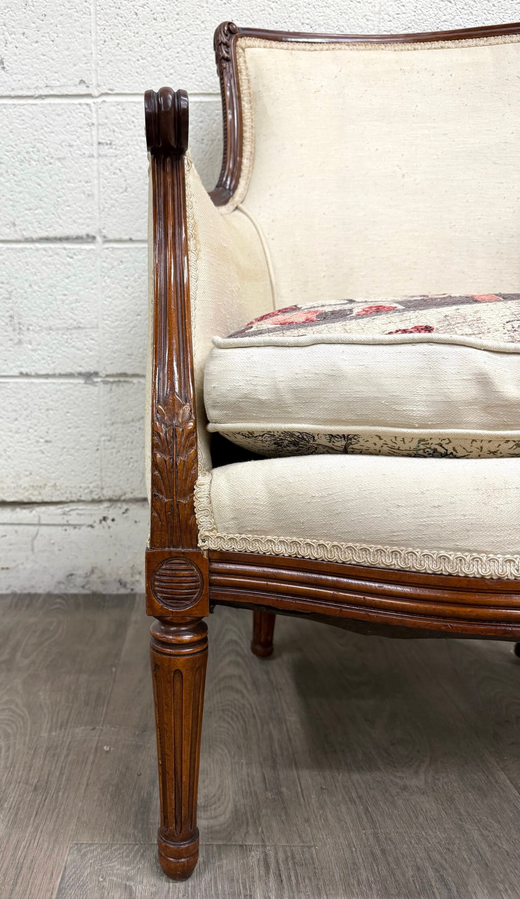 Antique French Louis XVI Style Equestrian Bergere Armchair