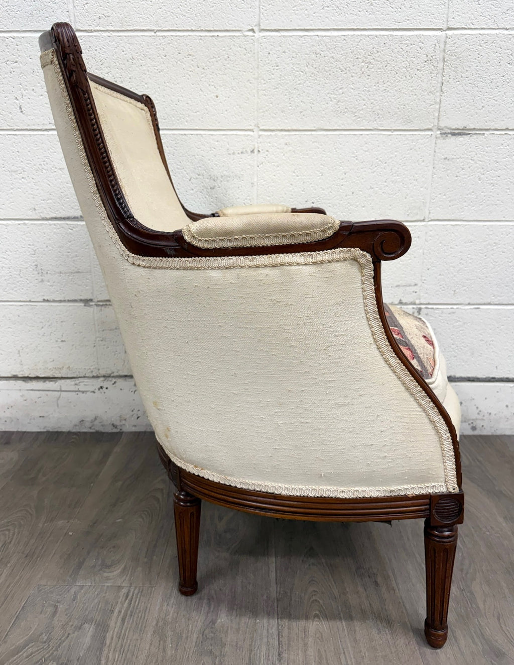 Antique French Louis XVI Style Equestrian Bergere Armchair