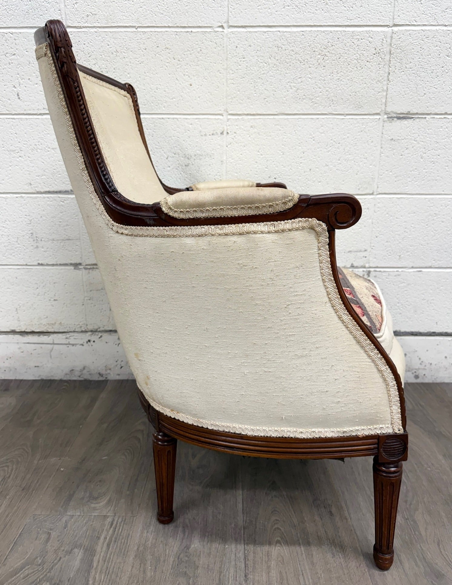 Antique French Louis XVI Style Equestrian Bergere Armchair