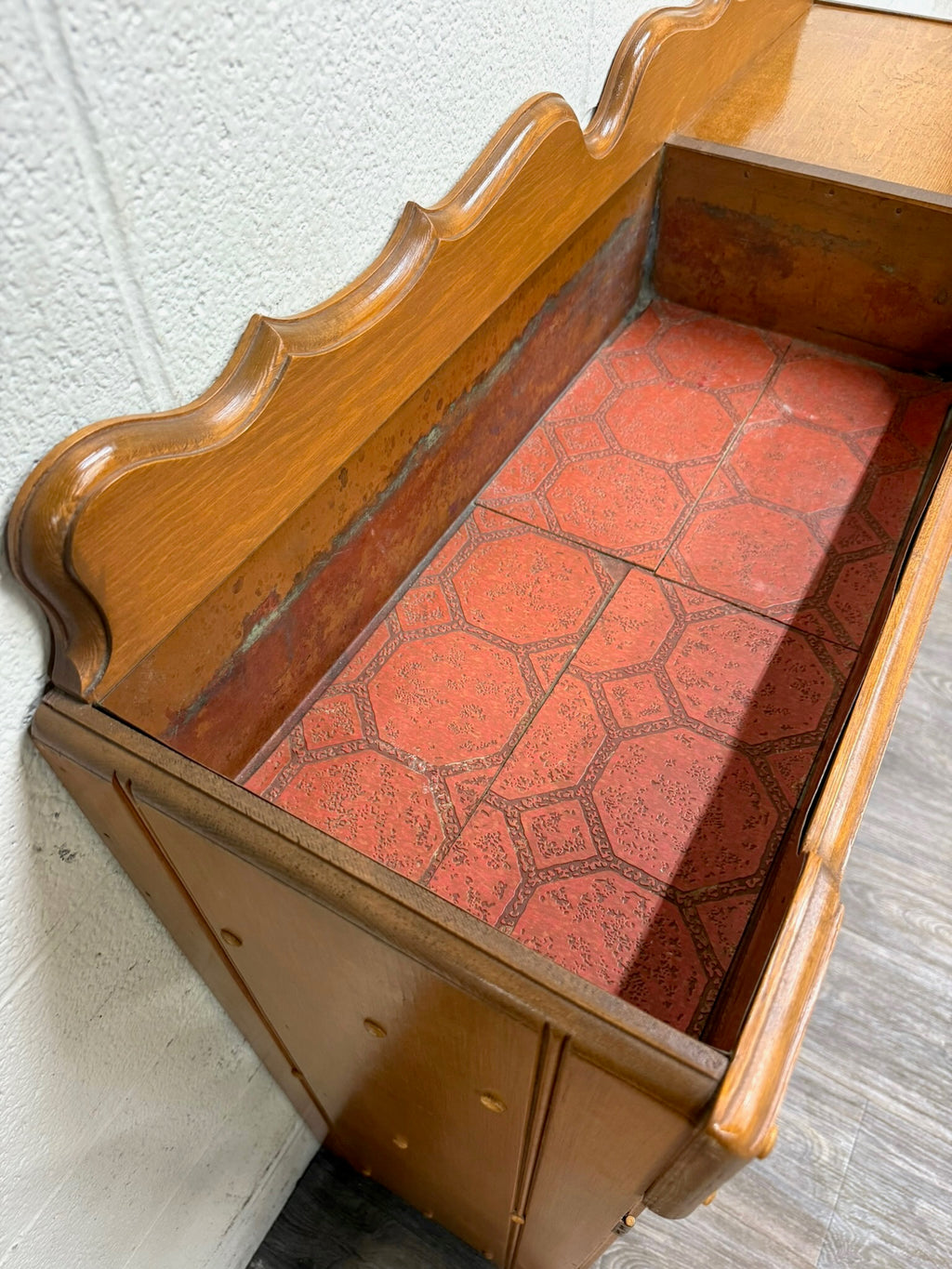 Vintage Colonial Revival Oak Dry Sink Washstand Cabinet
