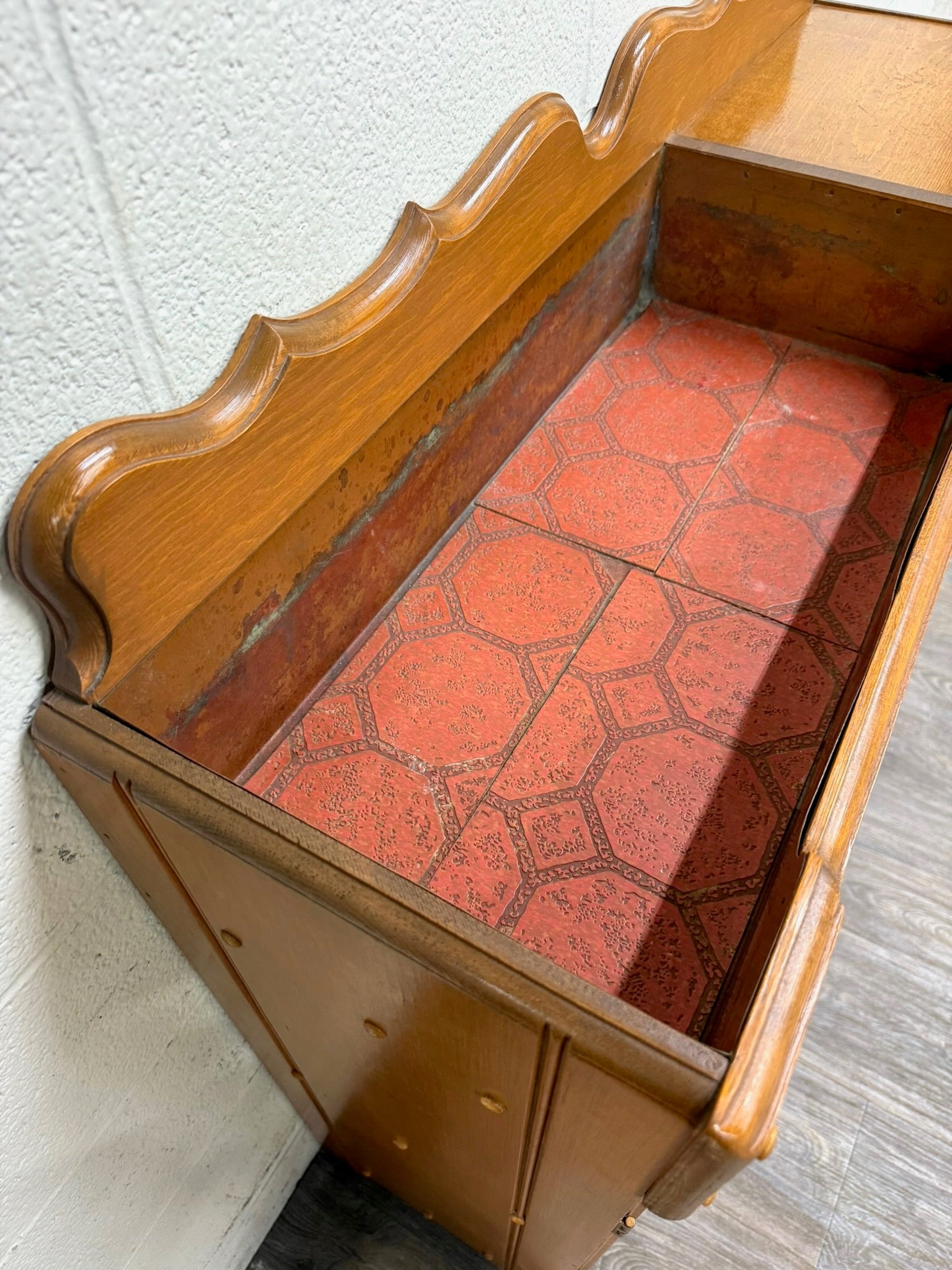Vintage Colonial Revival Oak Dry Sink Washstand Cabinet