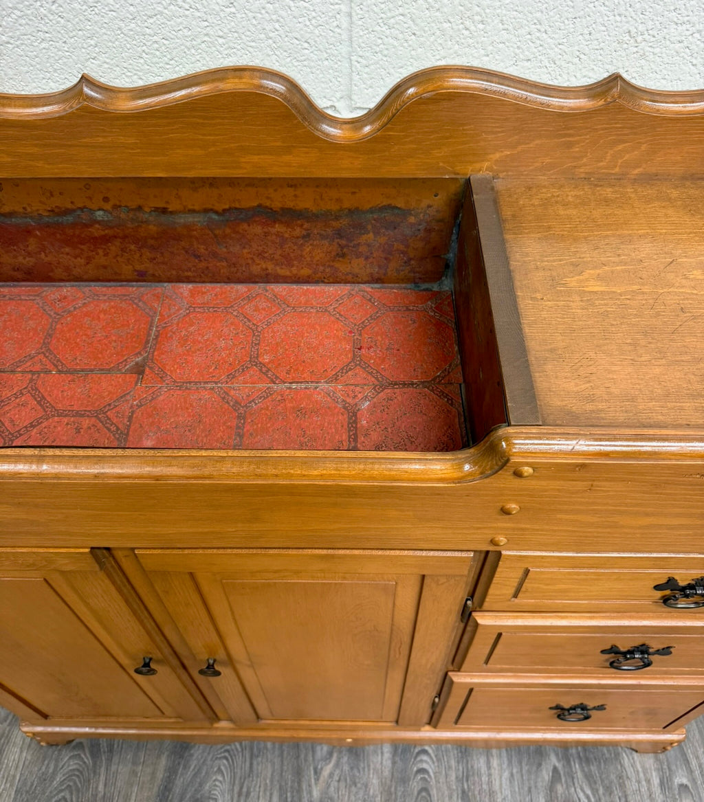 Vintage Colonial Revival Oak Dry Sink Washstand Cabinet