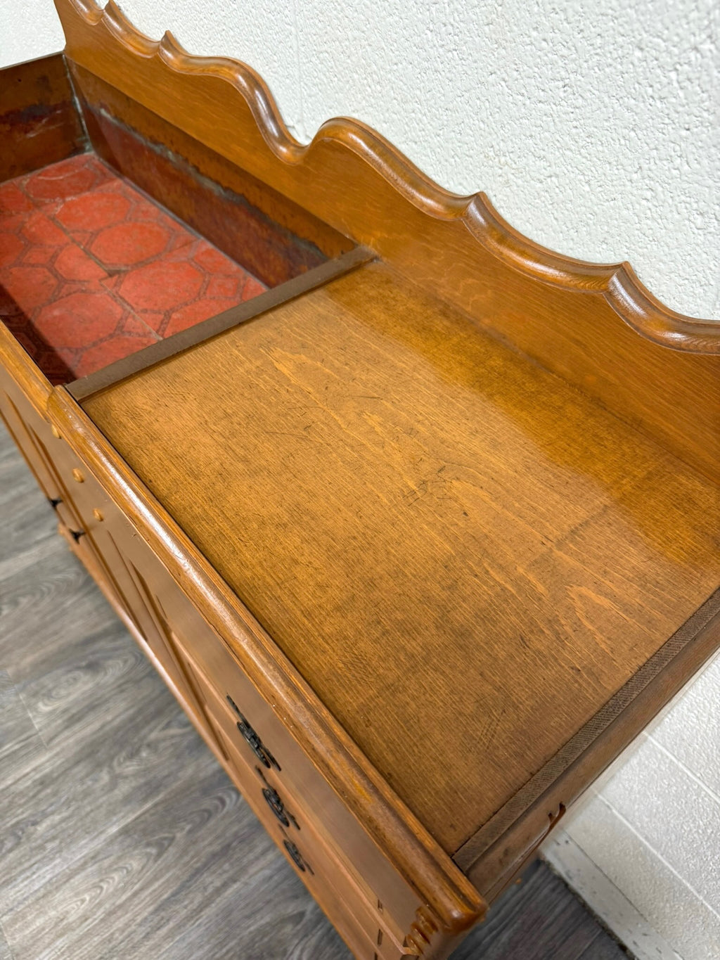Vintage Colonial Revival Oak Dry Sink Washstand Cabinet
