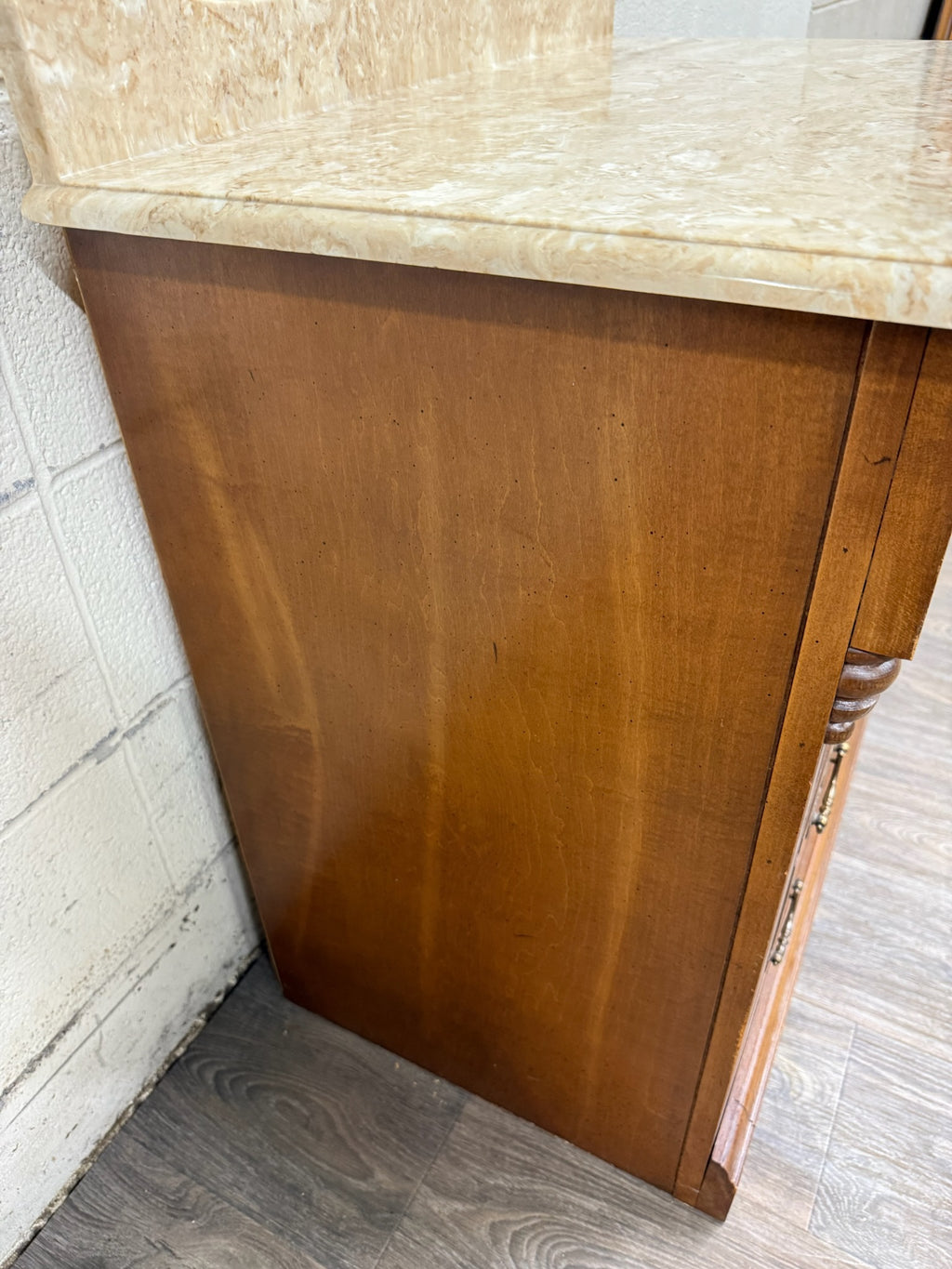 Antique Victorian Walnut Marble Top Washstand