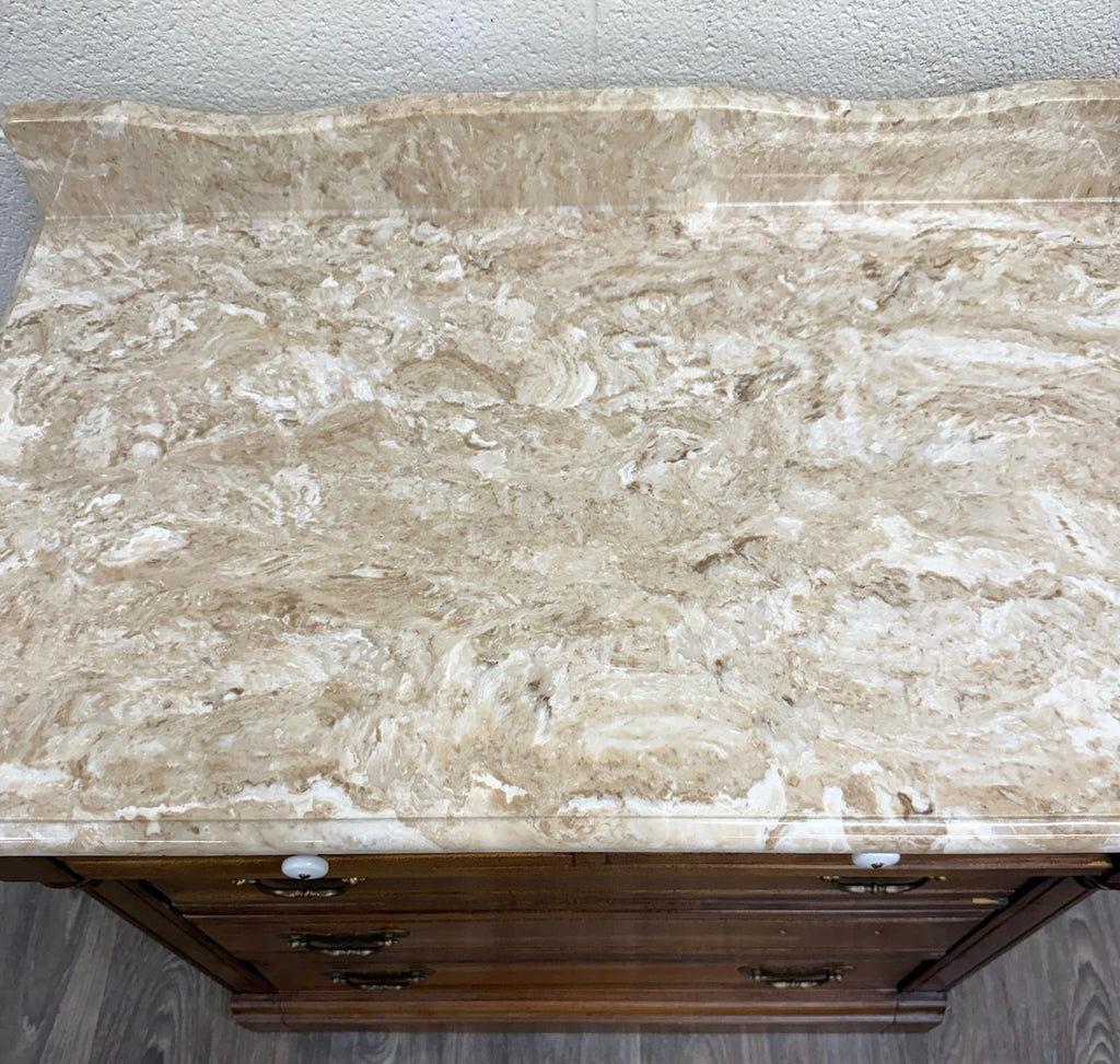 Antique Victorian Walnut Marble Top Washstand