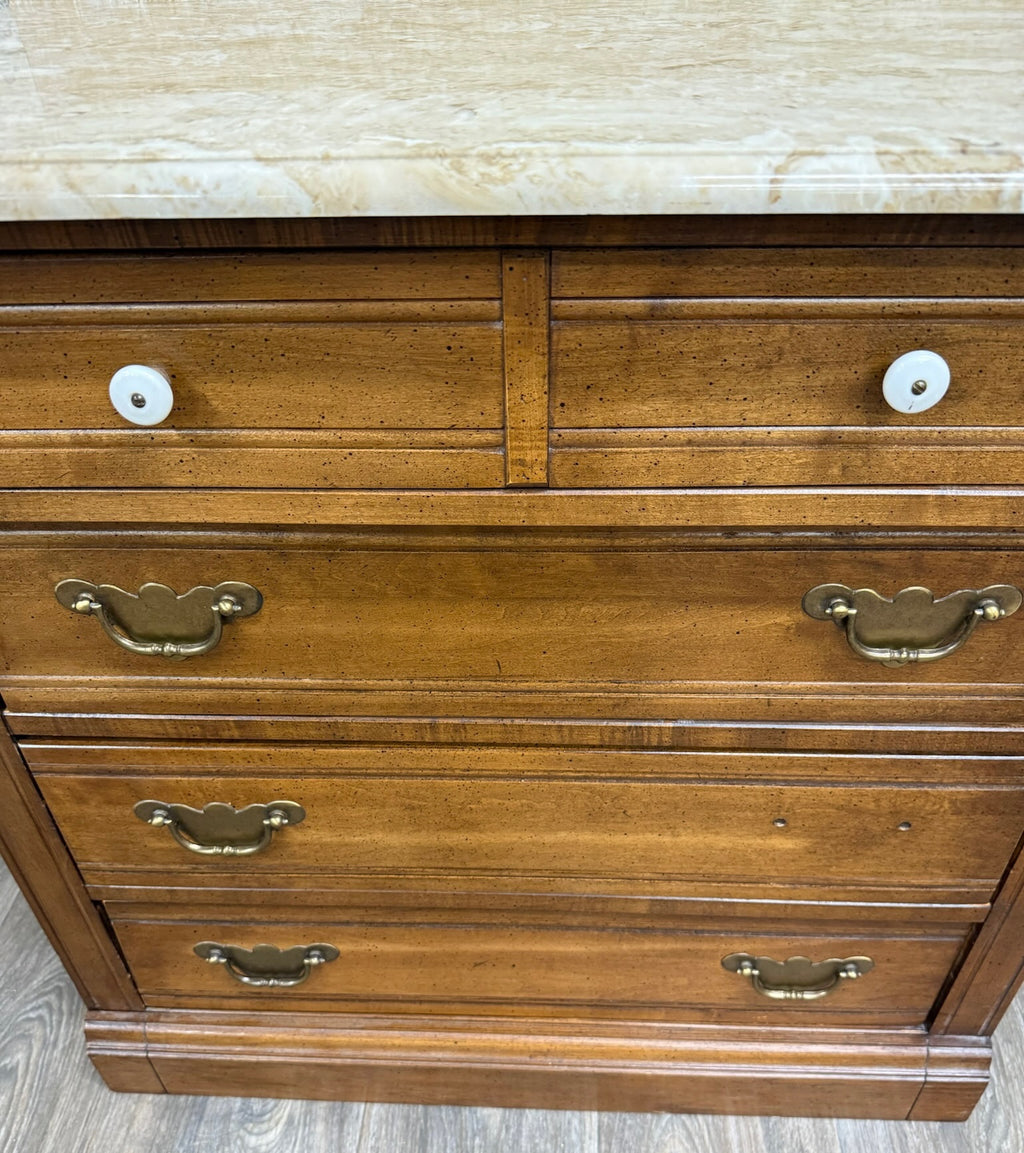 Antique Victorian Walnut Marble Top Washstand