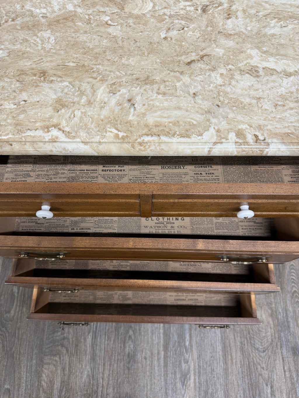 Antique Victorian Walnut Marble Top Washstand