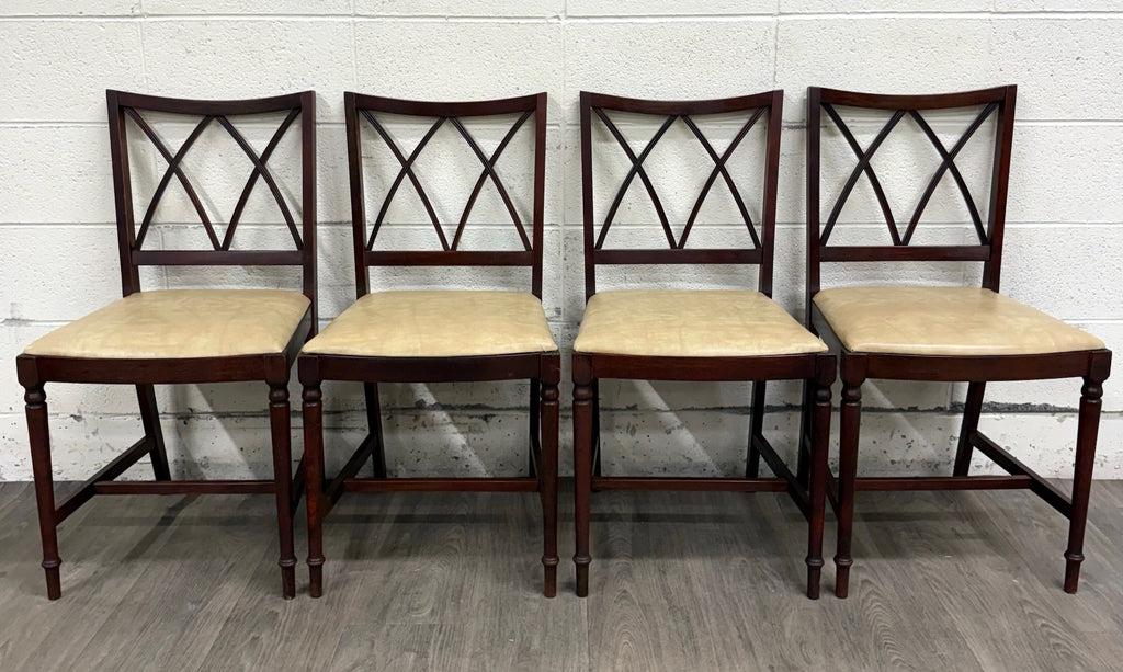 Vintage Hepplewhite Style Sheraton Revival Traditional Mahogany Dining Chairs