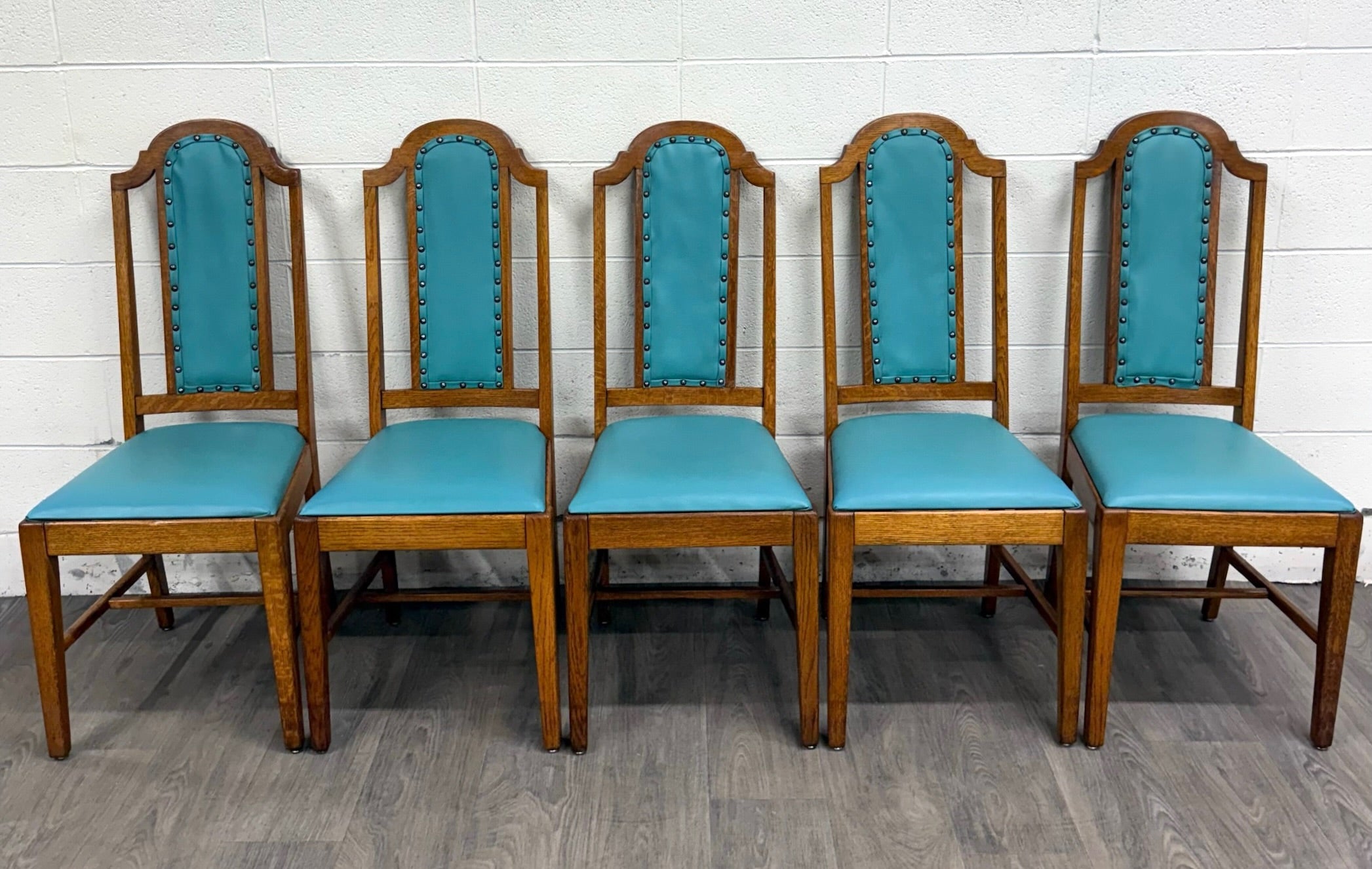 Vintage Mission Arts & Crafts Oak Dining Chairs - Set of 5