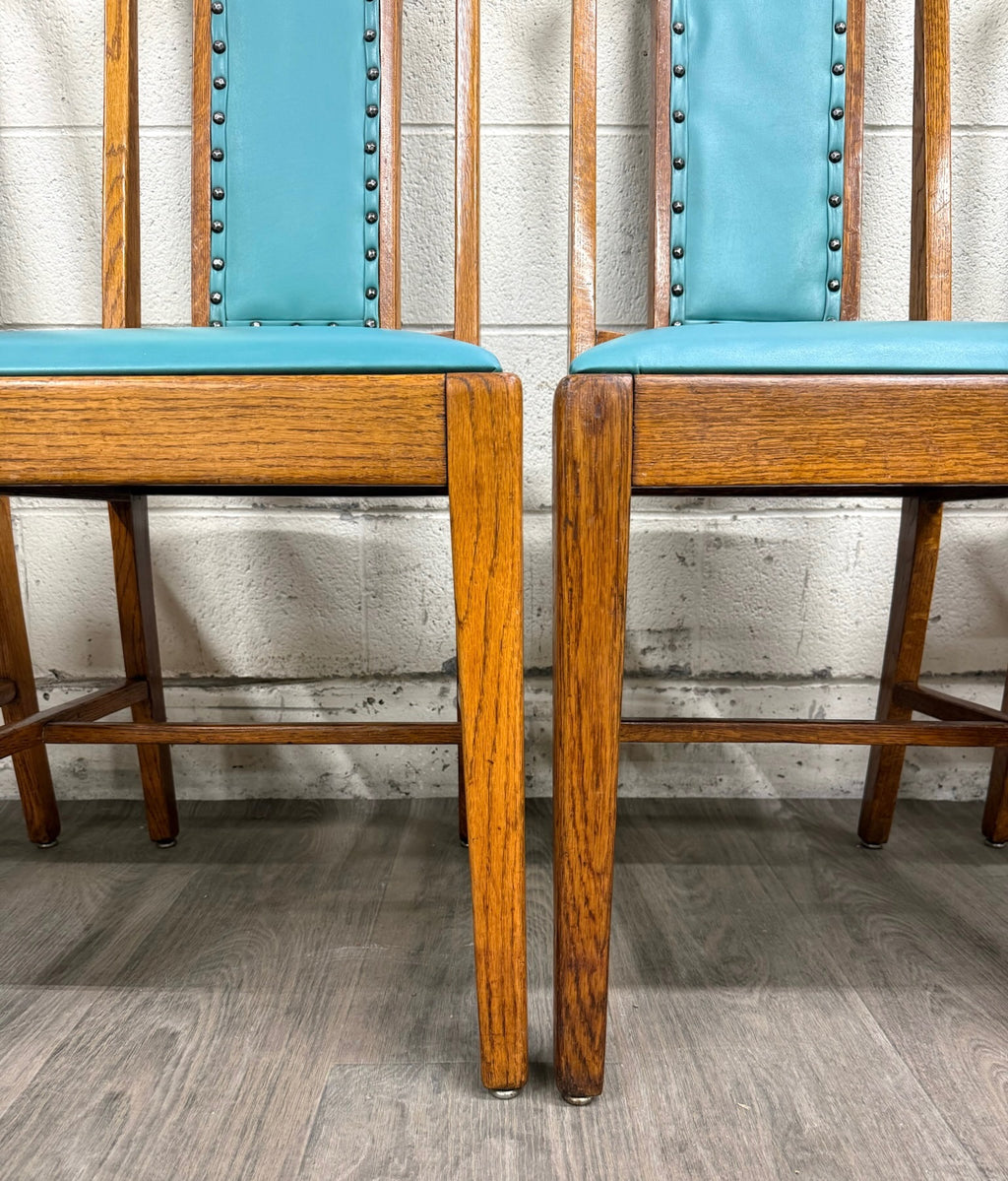 Vintage Mission Arts & Crafts Oak Dining Chairs - Set of 5