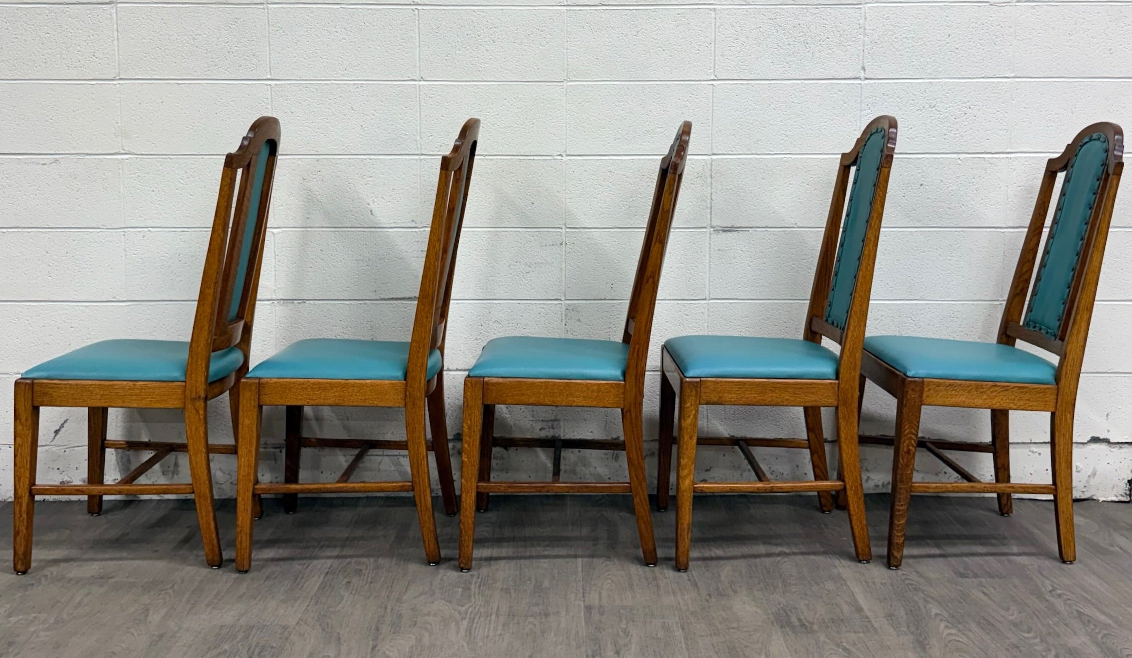 Vintage Mission Arts & Crafts Oak Dining Chairs - Set of 5