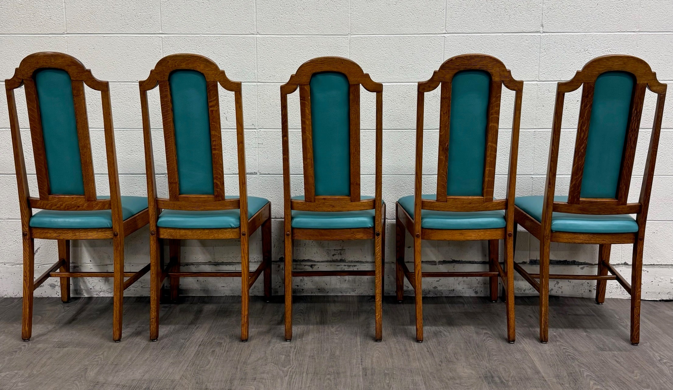 Vintage Mission Arts & Crafts Oak Dining Chairs - Set of 5