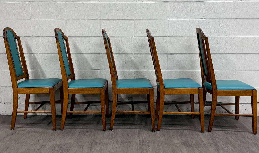 Vintage Mission Arts & Crafts Oak Dining Chairs - Set of 5