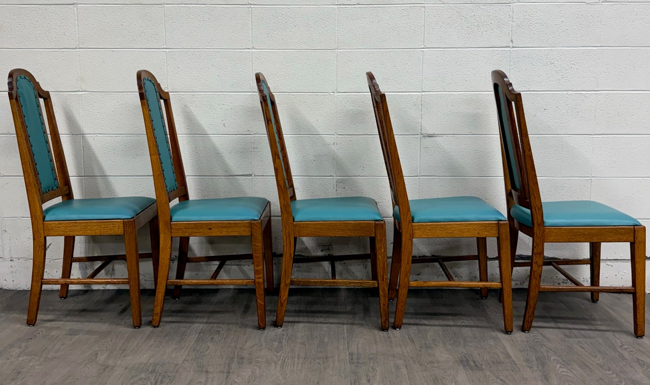Vintage Mission Arts & Crafts Oak Dining Chairs - Set of 5