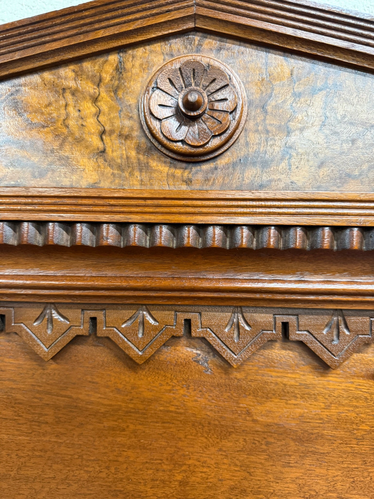 Antique Victorian Eastlake Walnut Hall Tree with Mirror and Hooks and Drawer