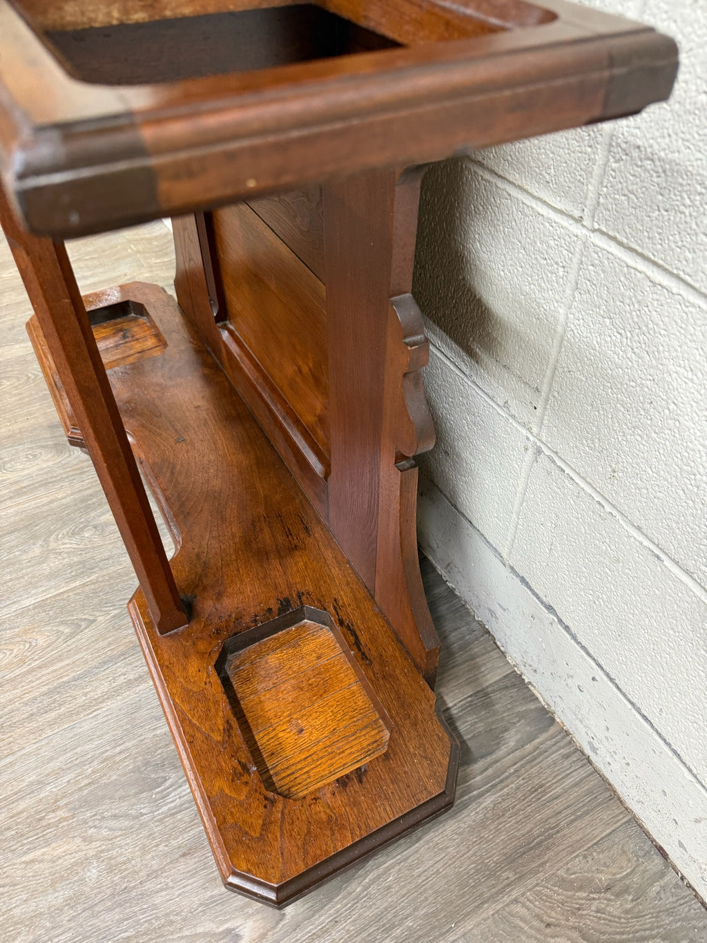 Antique Victorian Eastlake Walnut Hall Tree with Mirror and Hooks and Drawer