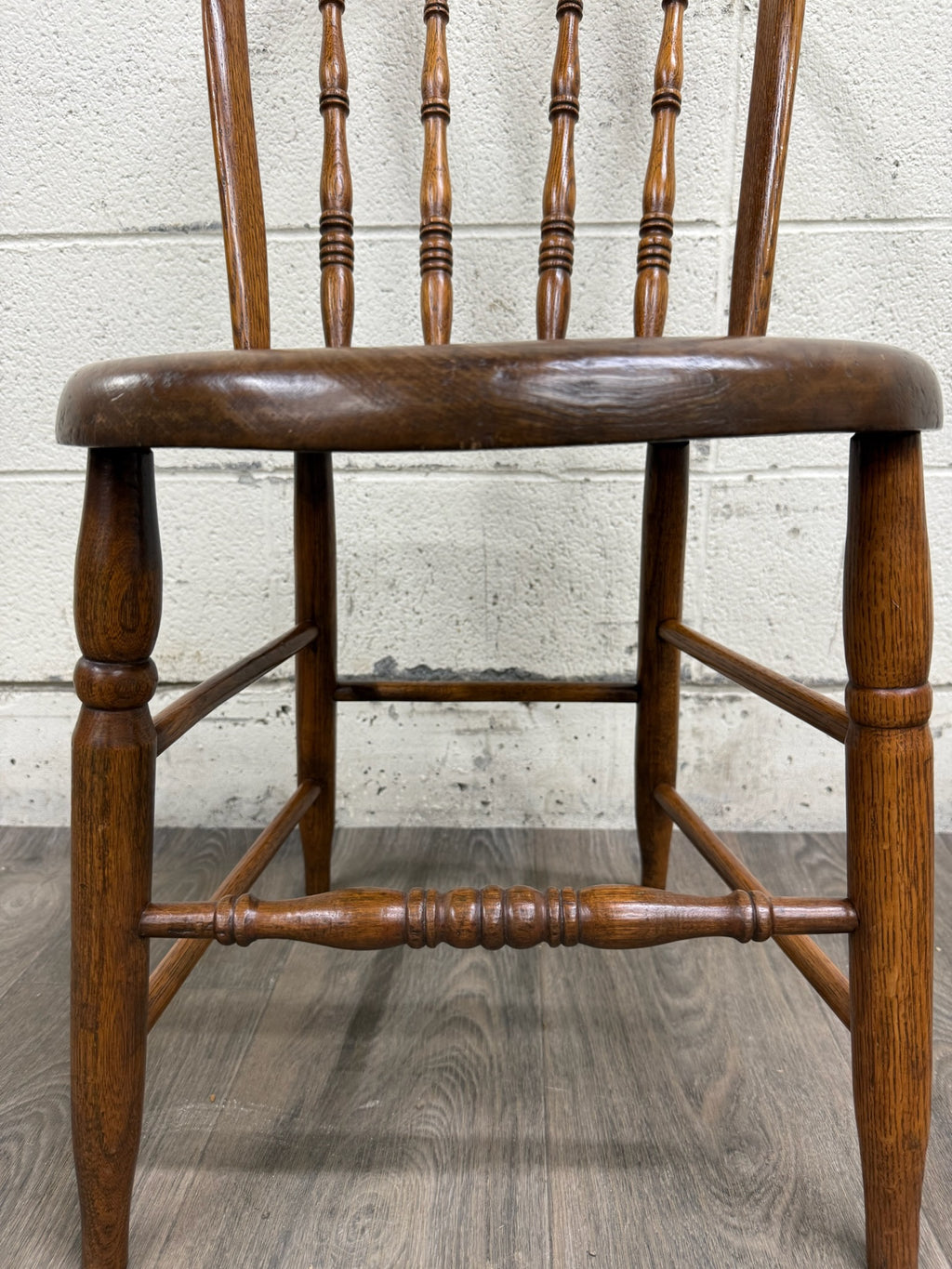 Antique Rustic Farmhouse Windsor Hoop Back Bow Back Spindle Dining Chairs - Pair