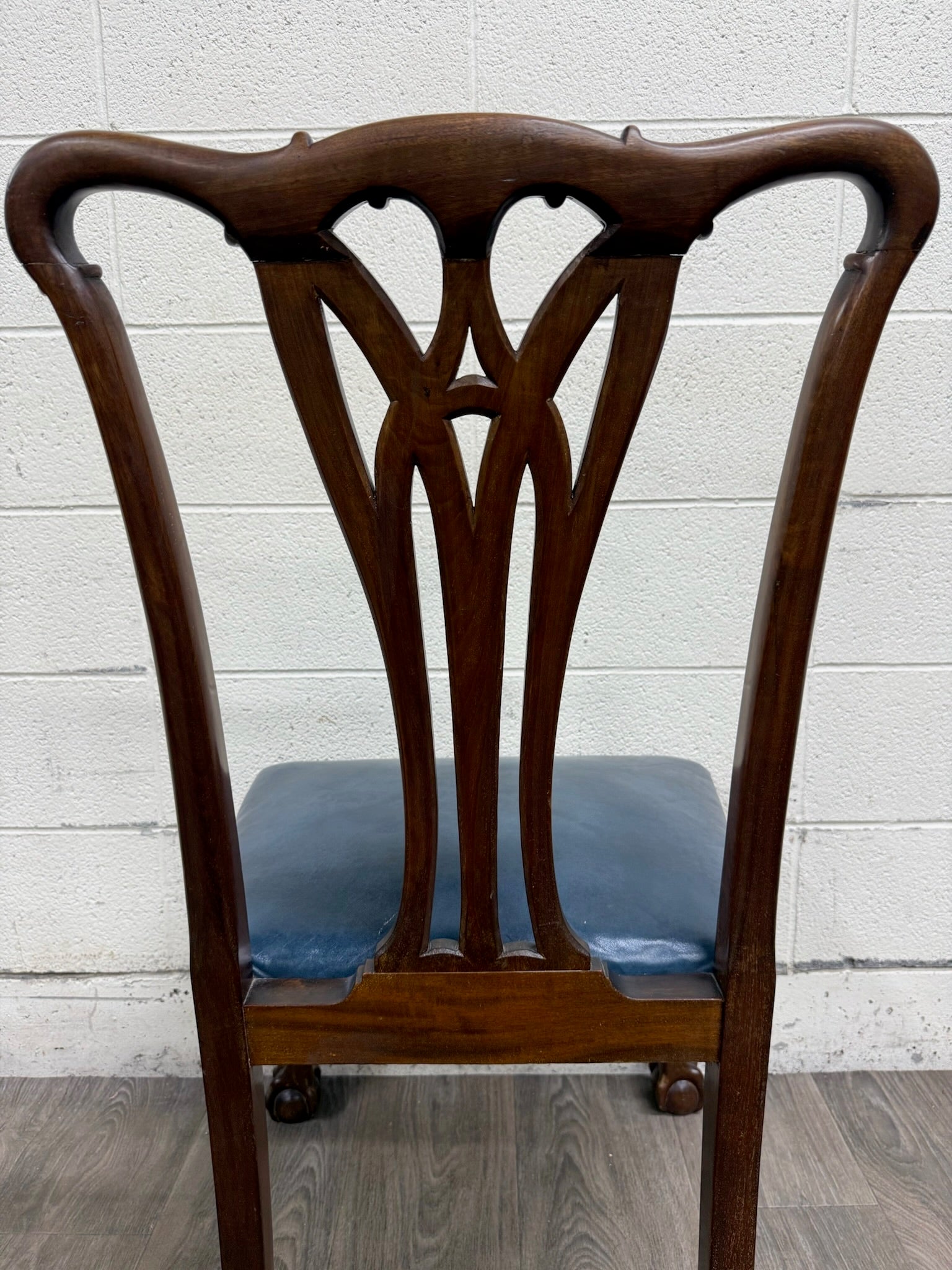 Vintage English Chippendale Style Carved Mahogany Dining Chairs - Set of 8