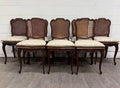 Vintage French Country Louis XV Style Cane Back Cane Seat Dining Chairs