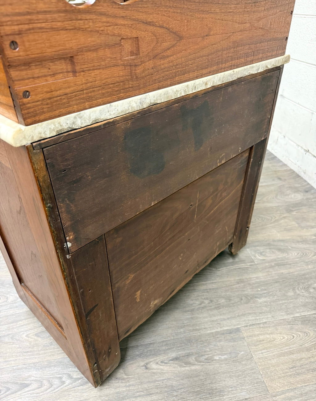Antique Victorian Eastlake Style Walnut Marble Top Cabinet Commode Washstand