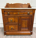 Antique Victorian Eastlake Style Walnut Marble Top Cabinet Commode Washstand