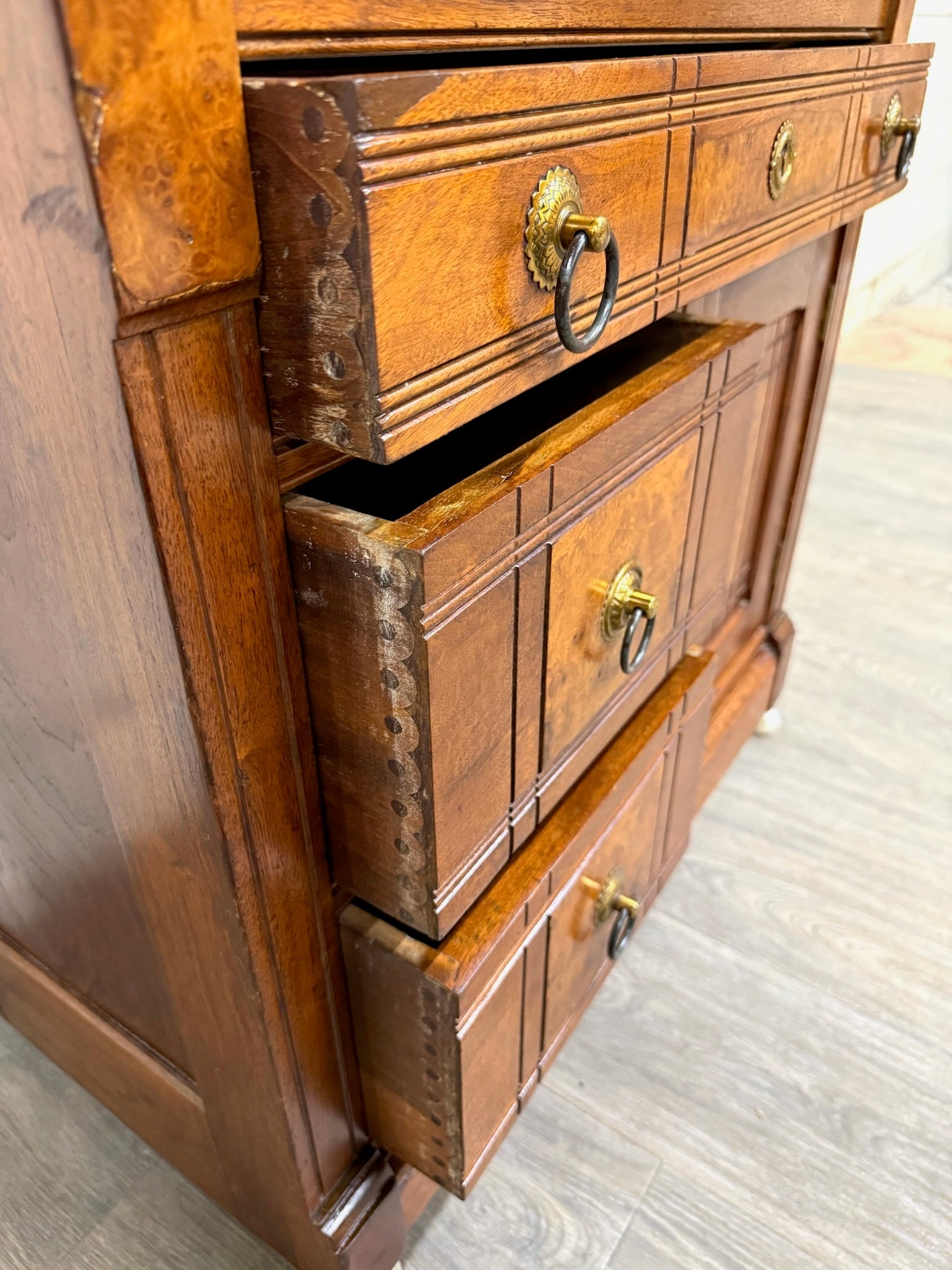 Antique Victorian Eastlake Style Walnut Marble Top Cabinet Commode Washstand