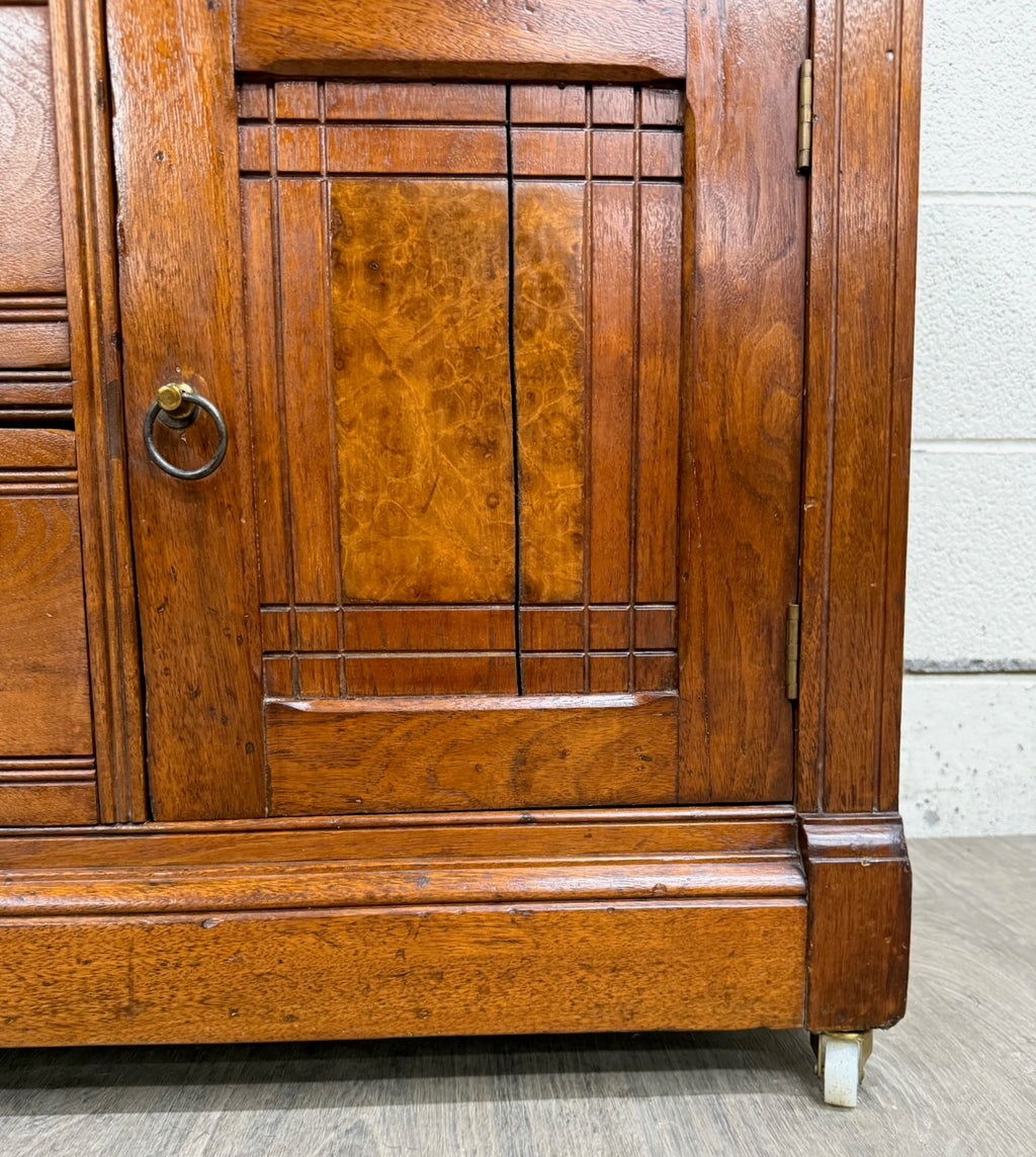 Antique Victorian Eastlake Style Walnut Marble Top Cabinet Commode Washstand