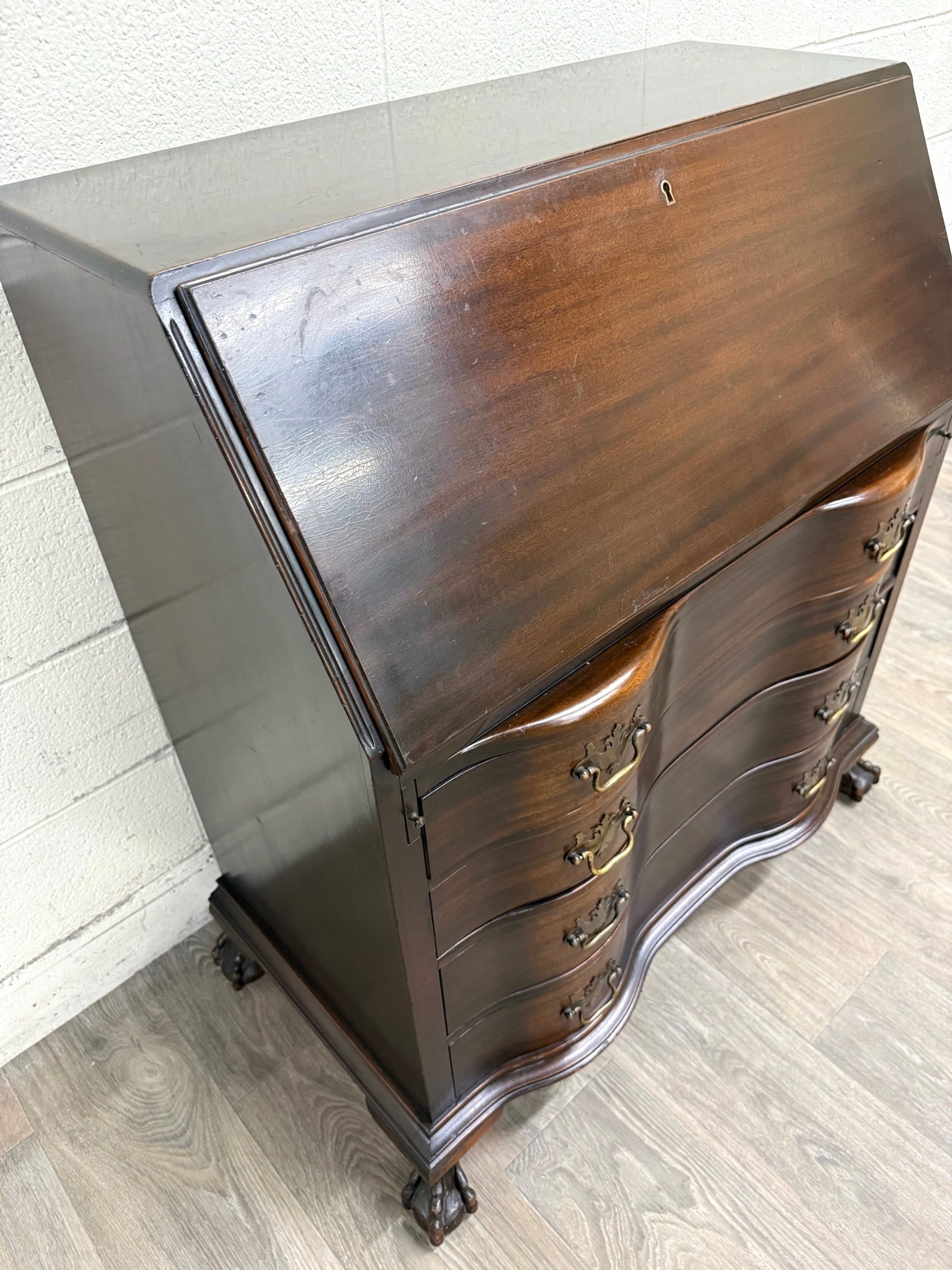 Vintage Chippendale Style Fall Front Drop Front Secretary Desk