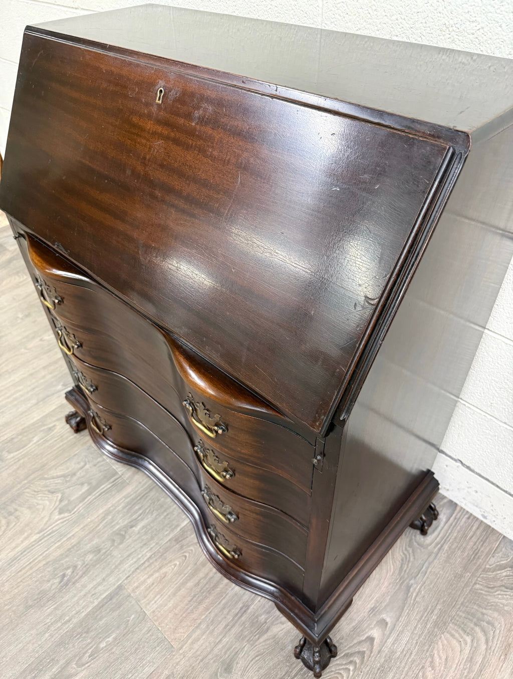 Vintage Chippendale Style Fall Front Drop Front Secretary Desk