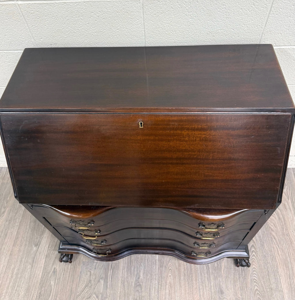 Vintage Chippendale Style Fall Front Drop Front Secretary Desk