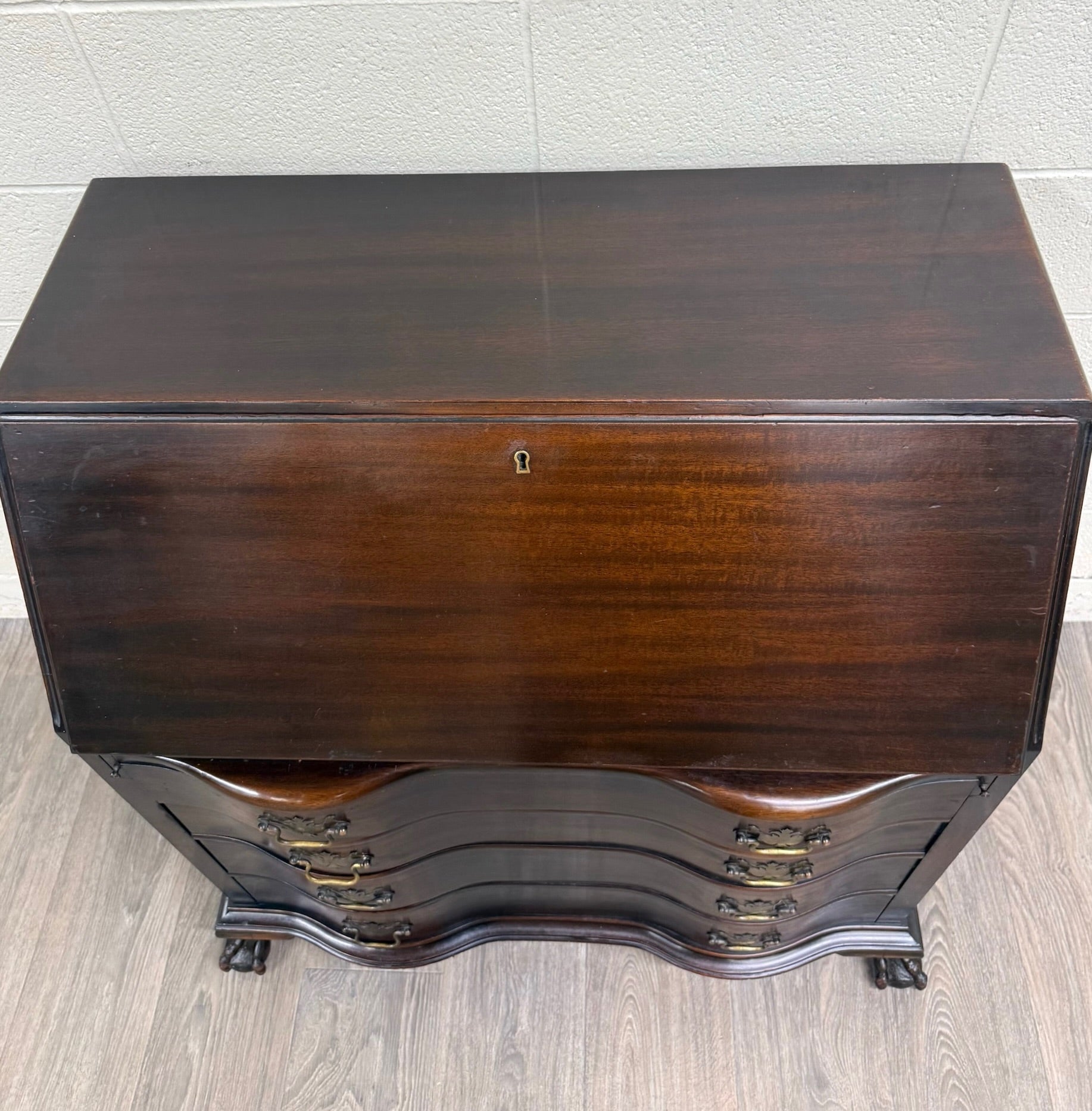 Vintage Chippendale Style Fall Front Drop Front Secretary Desk