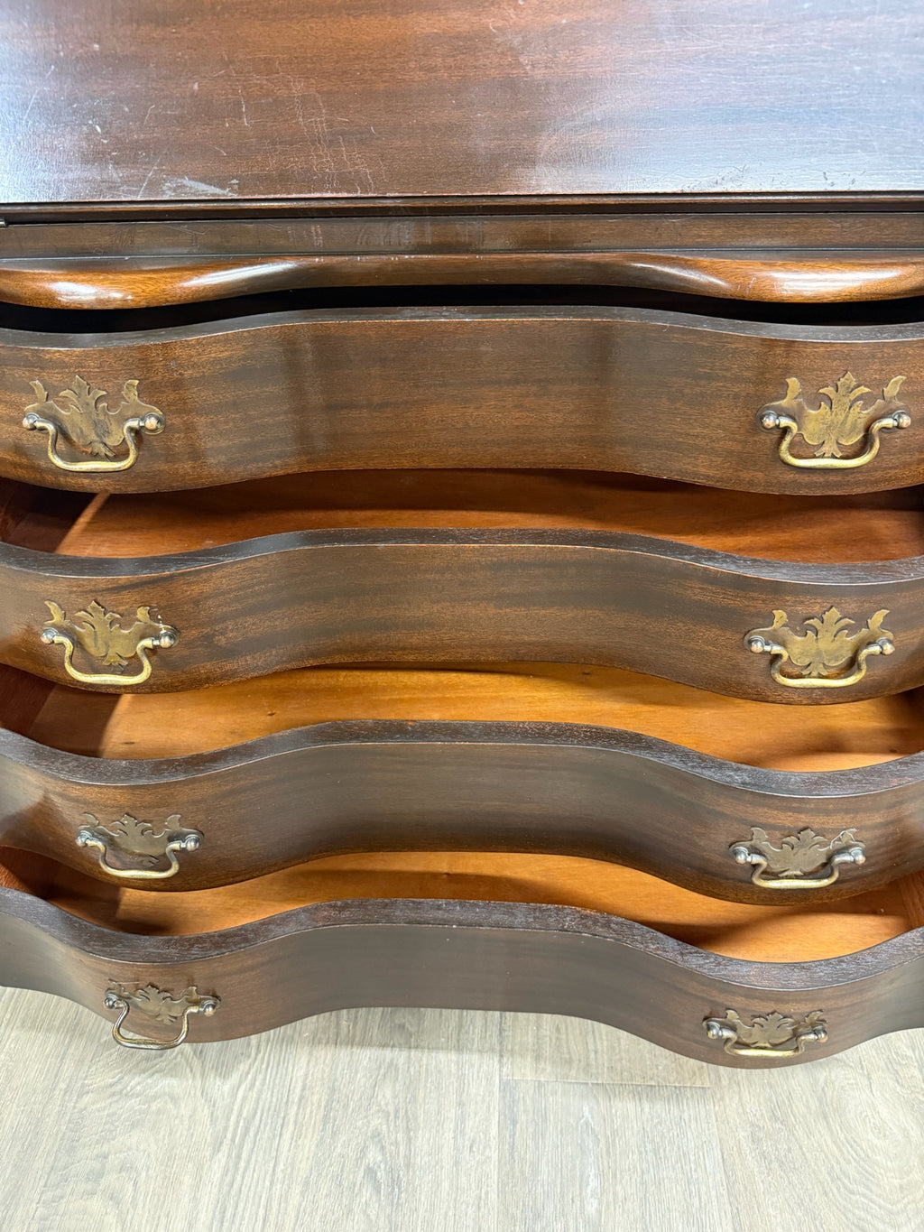 Vintage Chippendale Style Fall Front Drop Front Secretary Desk
