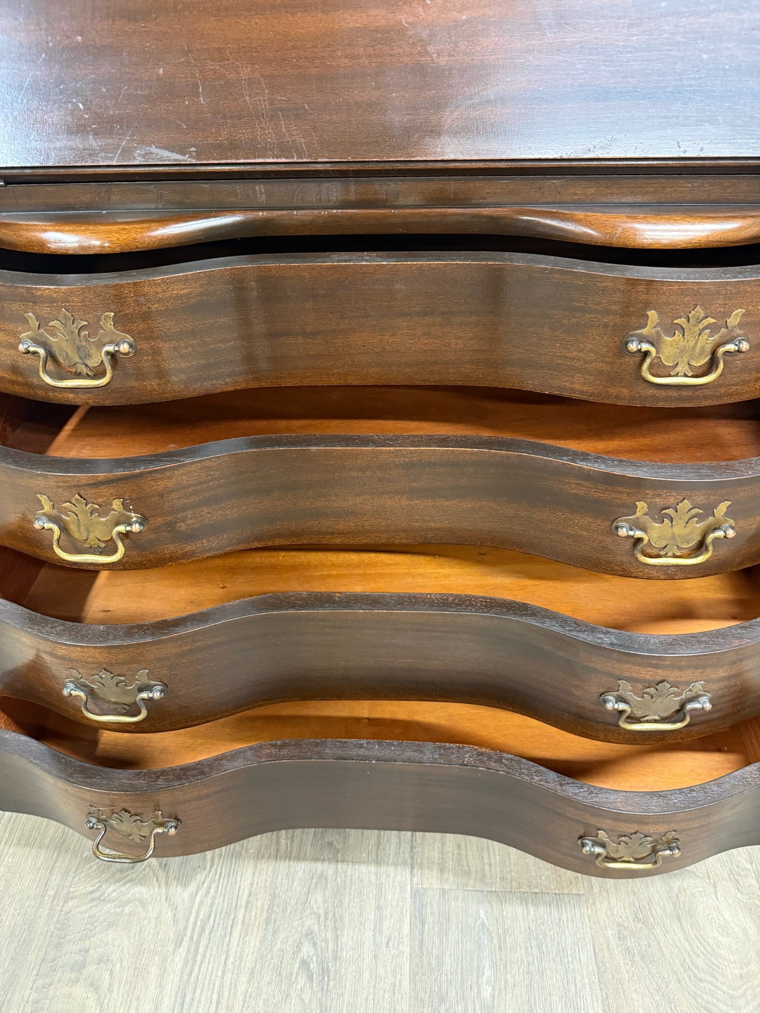 Vintage Chippendale Style Fall Front Drop Front Secretary Desk