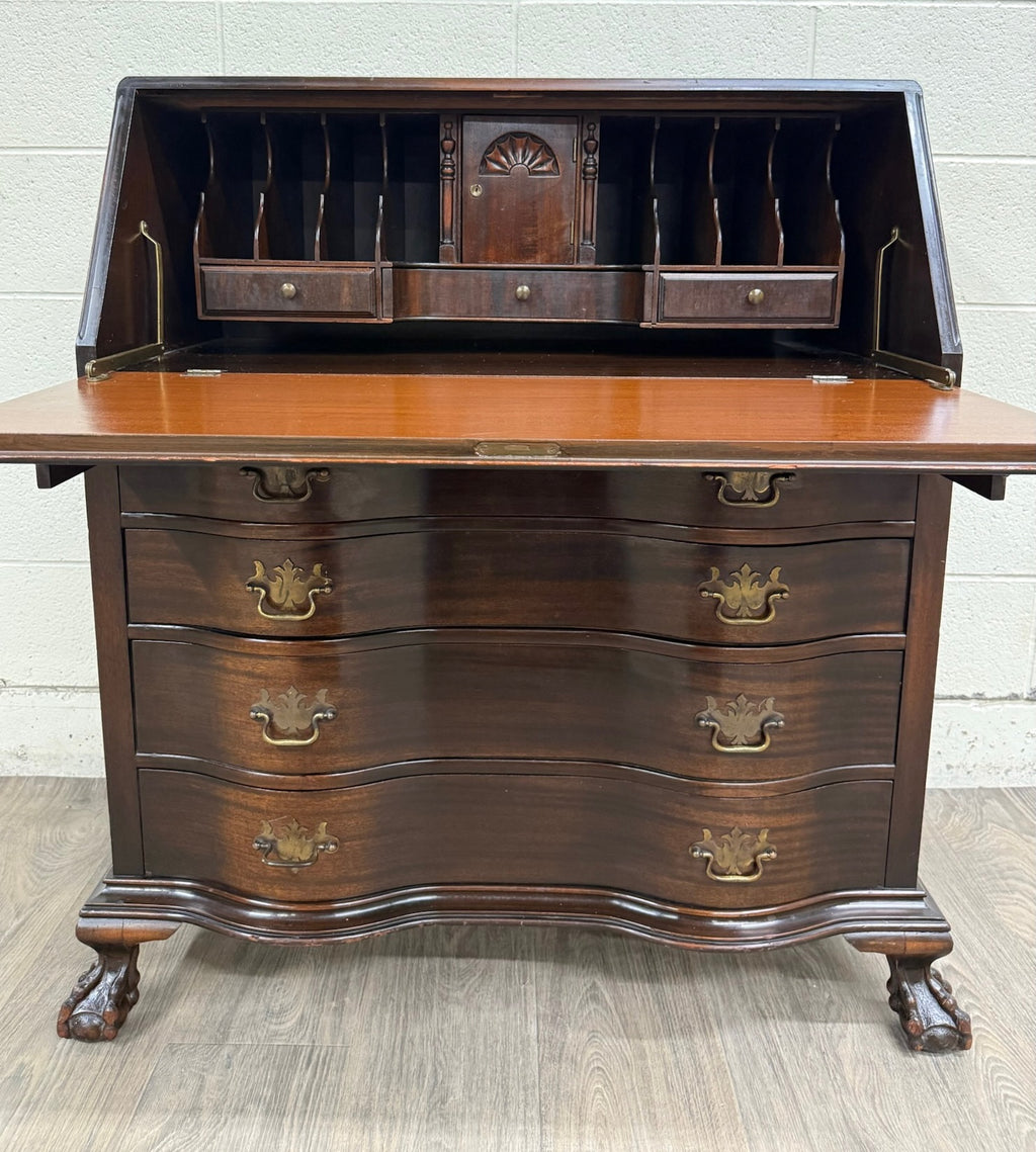 Vintage Chippendale Style Fall Front Drop Front Secretary Desk