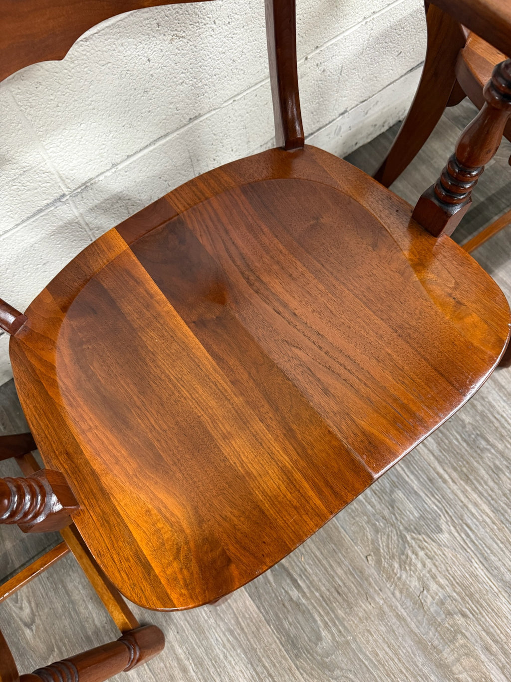 Vintage Colonial Revival Early American Style Walnut Dining Chairs - Set of 6