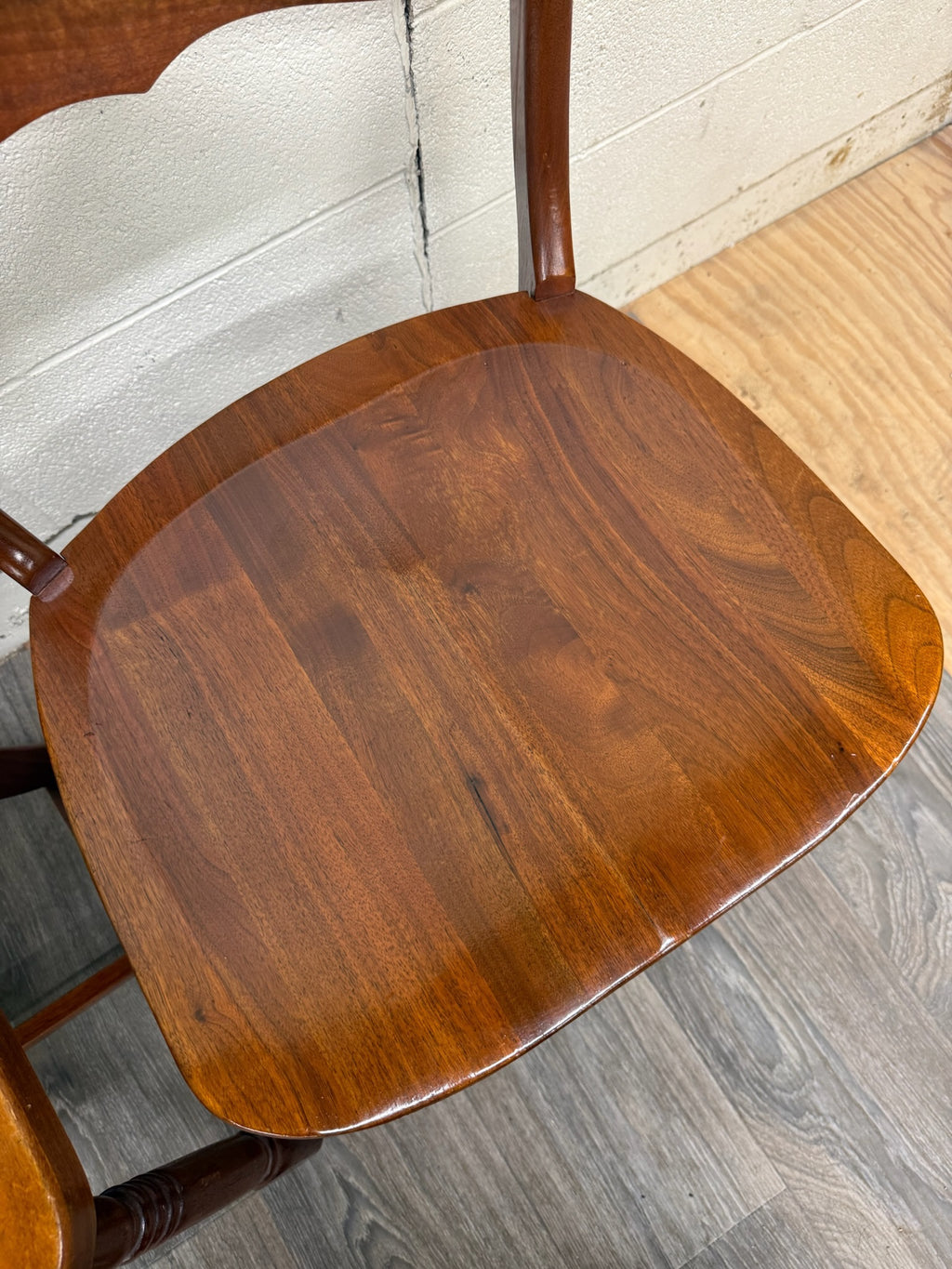 Vintage Colonial Revival Early American Style Walnut Dining Chairs - Set of 6