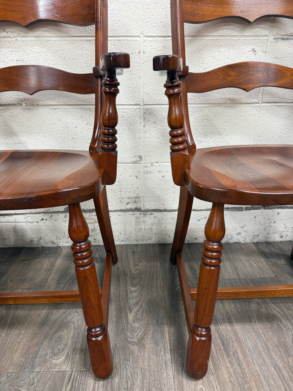 Vintage Colonial Revival Early American Style Walnut Dining Chairs - Set of 6