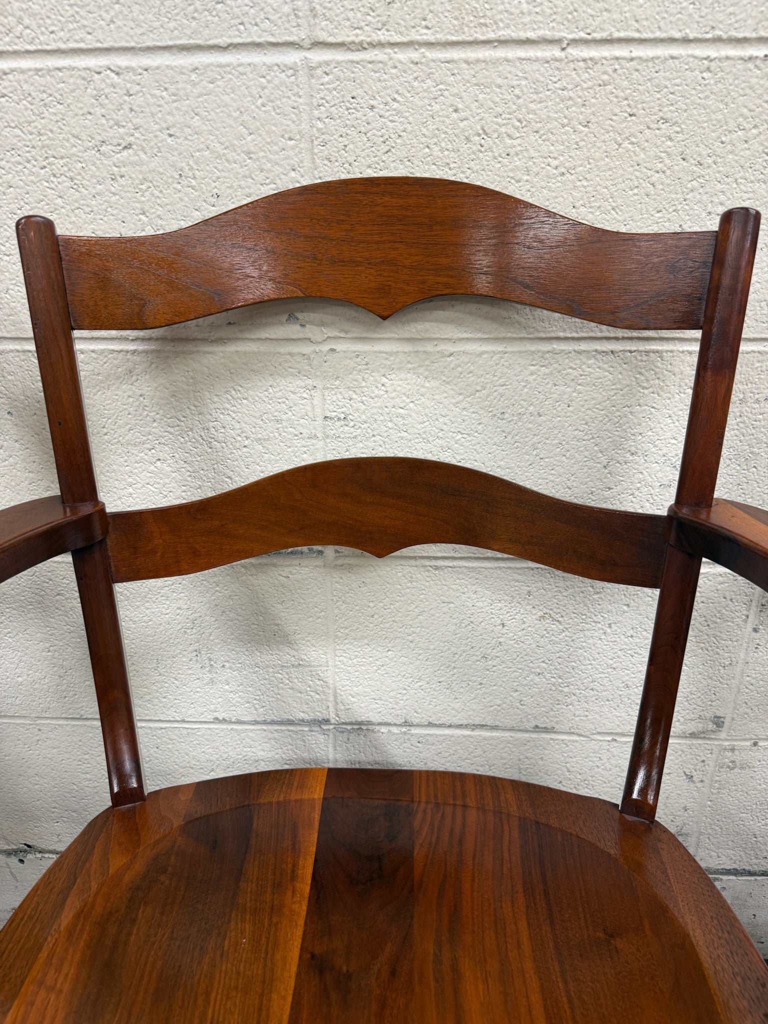 Vintage Colonial Revival Early American Style Walnut Dining Chairs - Set of 6