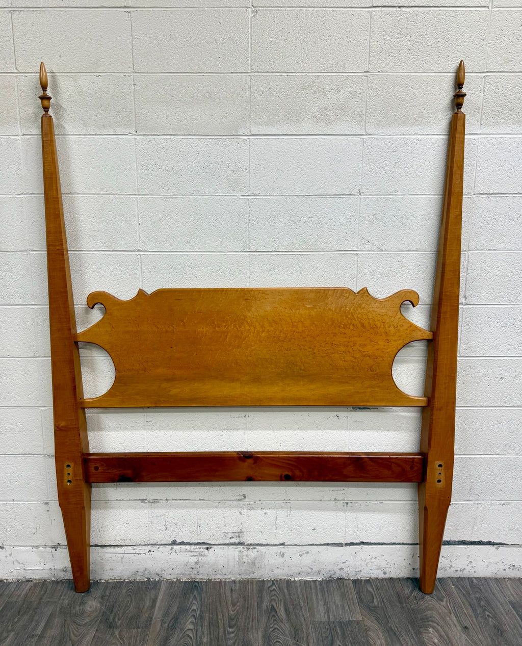 Antique Full Size American Sheraton Style Maple Pencil Post Headboard