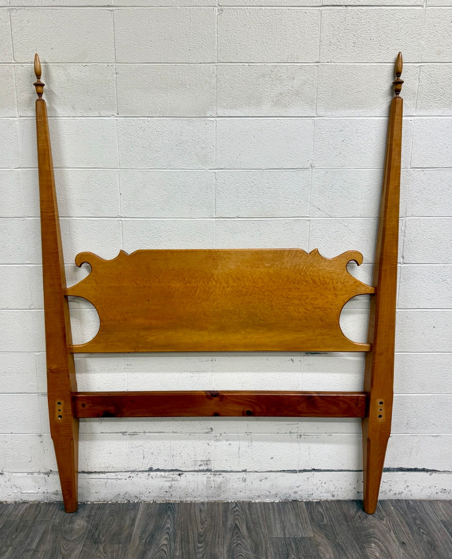 Antique Full Size American Sheraton Style Maple Pencil Post Headboard