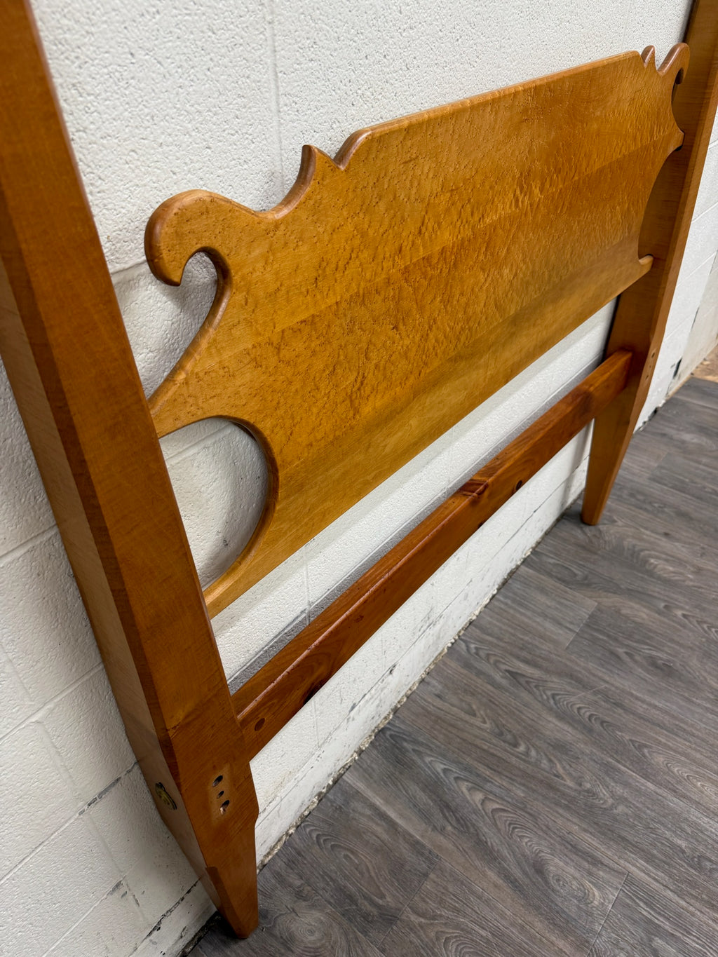 Antique Full Size American Sheraton Style Maple Pencil Post Headboard