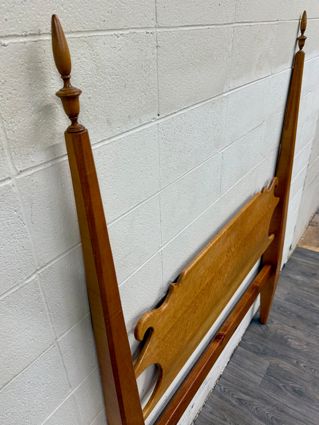 Antique Full Size American Sheraton Style Maple Pencil Post Headboard