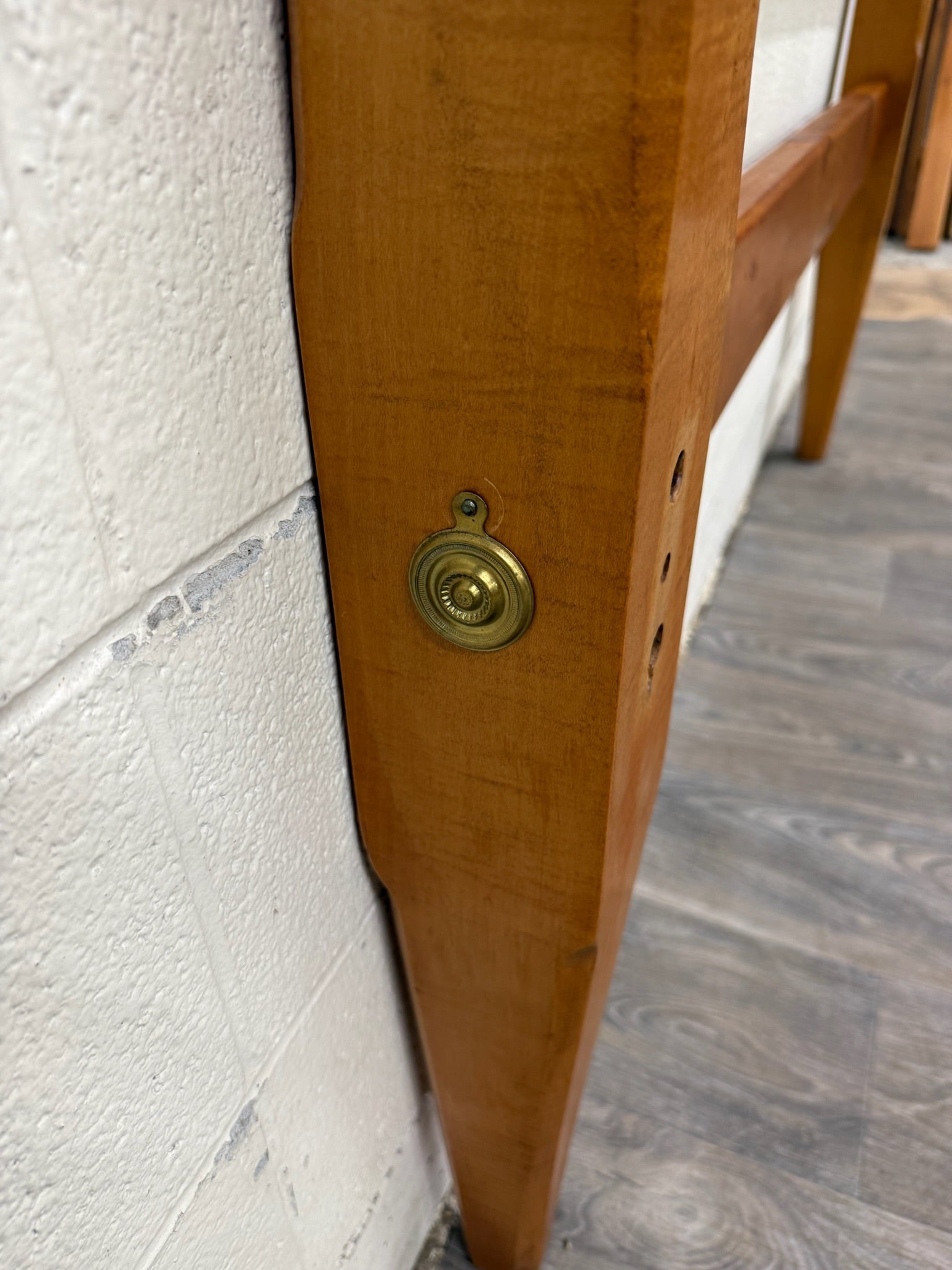 Antique Full Size American Sheraton Style Maple Pencil Post Headboard