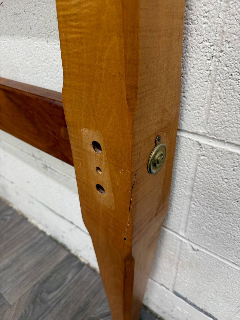 Antique Full Size American Sheraton Style Maple Pencil Post Headboard