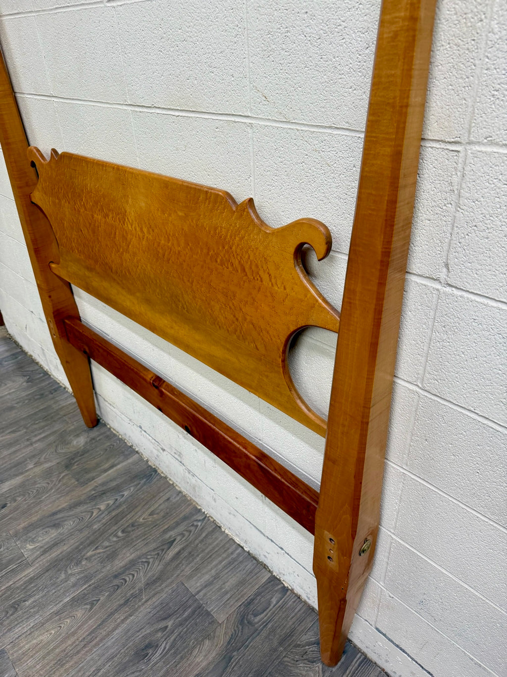 Antique Full Size American Sheraton Style Maple Pencil Post Headboard