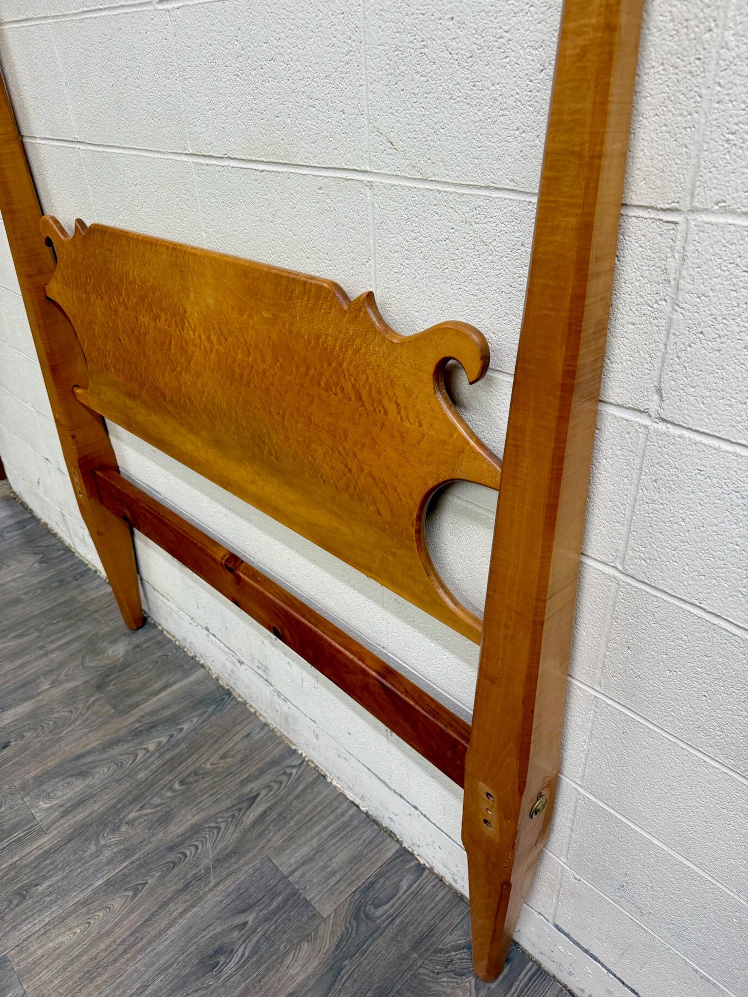 Antique Full Size American Sheraton Style Maple Pencil Post Headboard
